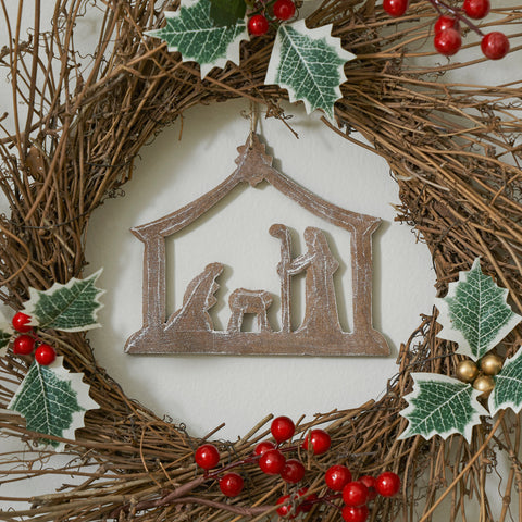 Nativity Ornament Feathered Finish-Lange General Store
