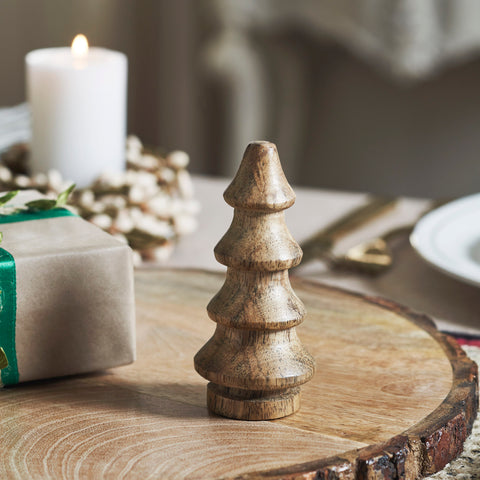 Natural Four-Tiered Hand Turned Wooden Tree Set of 6-Lange General Store