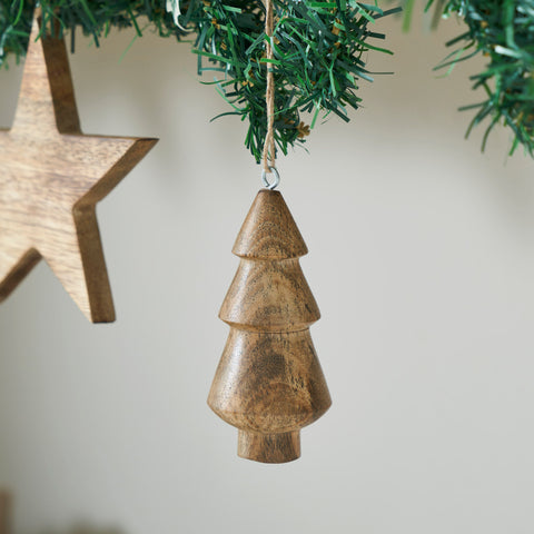 Natural Three-Tiered Hand Turned Wooden Tree Set of 6-Lange General Store