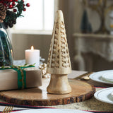 Natural Wooden Carved Cone Trees-Lange General Store