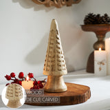 Natural Wooden Carved Cone Trees-Lange General Store