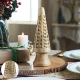 Natural Wooden Carved Cone Trees-Lange General Store