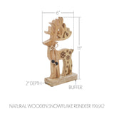 Natural Wooden Snowflake Reindeer-Lange General Store
