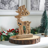 Natural Wooden Snowflake Reindeer-Lange General Store