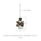 Nature's Snowman Metal Ornament Set of 6-Lange General Store