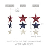 Painted Metal Red White Blue Stars Wall Hanging-Lange General Store