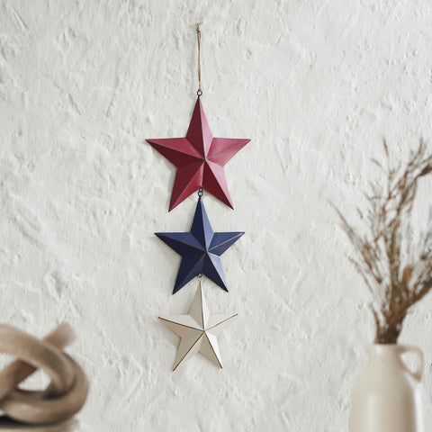 Painted Metal Red White Blue Stars Wall Hanging-Lange General Store