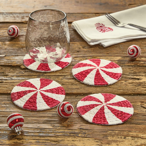 Peppermint Candy Braided Coaster Set-Lange General Store