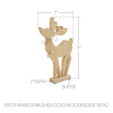 Pretty Prancer Brushed Gold Wooden Deer-Lange General Store