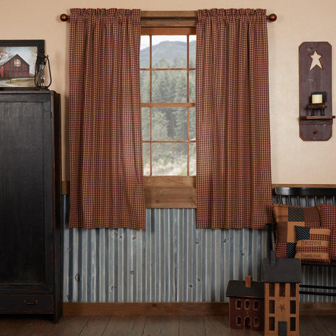 Patriotic Patch Short Panel Curtains-Lange General Store