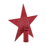 Punched Metal Star Tree Topper Barn Red-Lange General Store