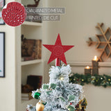 Punched Metal Star Tree Topper Barn Red-Lange General Store