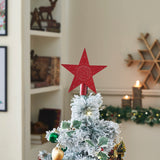 Punched Metal Star Tree Topper Barn Red-Lange General Store