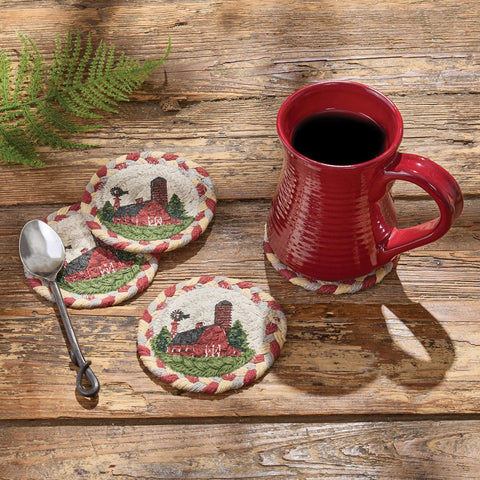 Red Barn Braided Coaster Set-Lange General Store