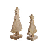 Red Plaid Natural Wooden Tree Set of 2-Lange General Store