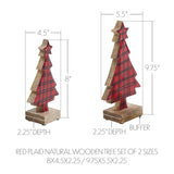 Red Plaid Natural Wooden Tree Set of 2-Lange General Store