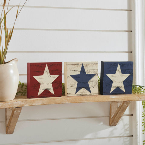 Red White Blue Block Signs Set of 3 5x5-Lange General Store