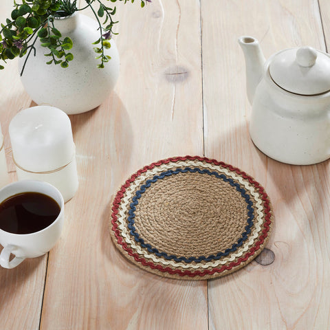 Red White Blue Ric Rac Braided Trivet 8"-Lange General Store