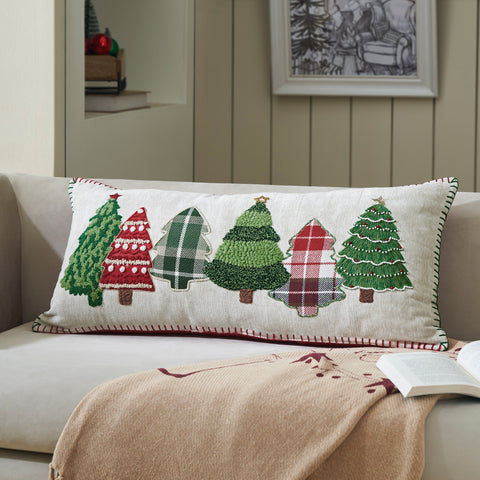 Red and Green Applique Tree Pillow-Lange General Store
