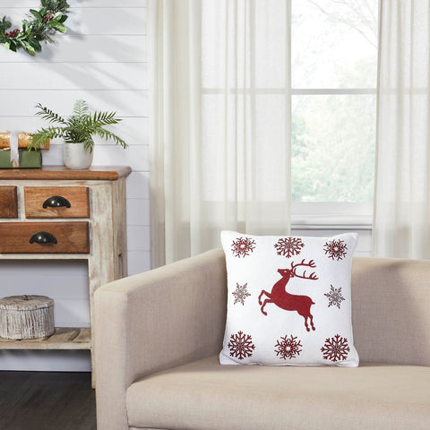 Reindeer Dash Red White Pillow-Lange General Store