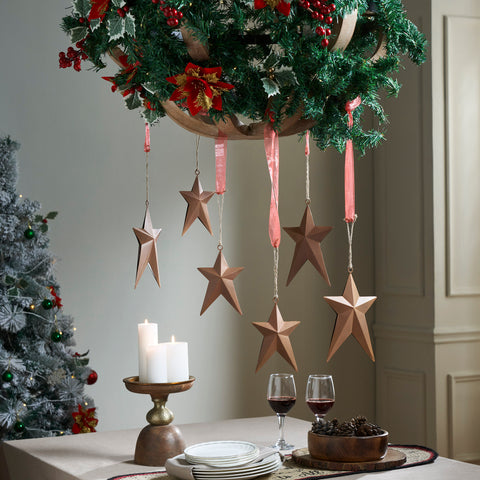 Rust Primitive Star Metal Ornament Set of 6-Lange General Store