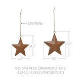 Rust Star Metal Ornament Set of 6-Lange General Store