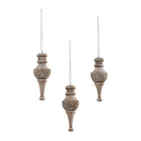 Rustic Finial Ornament Feathered Finish Set of 3-Lange General Store