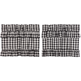 Annie Black Buffalo Check Ruffled Tier Curtains 24"-Lange General Store