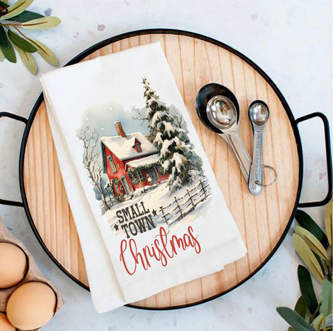 Small Town Christmas Flour Sack Towel-Lange General Store
