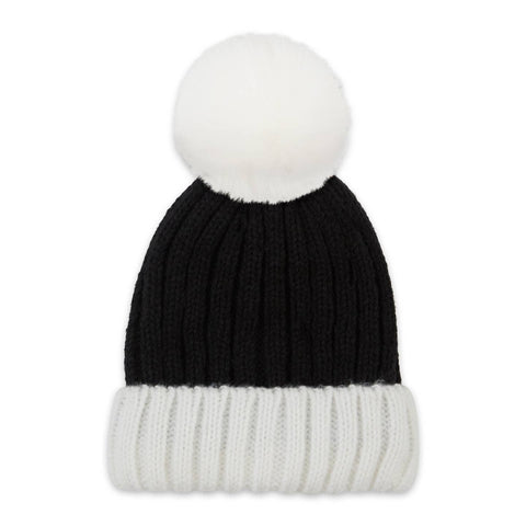 Sofia Ribbed Beanie - Black/White-Lange General Store