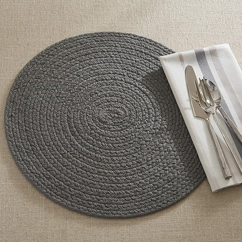 Solid Charcoal Braided Placemats-Lange General Store