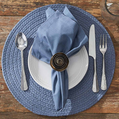 Solid Marine Blue Braided Placemats-Lange General Store