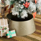 Stamped Snowflake Metal Tree Collar Antique Gold-Lange General Store