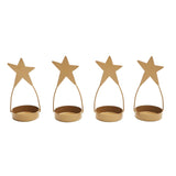 Star Tealight Holder Gold Set of 4-Lange General Store