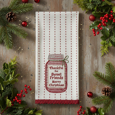 Sweet Friends Mason Jar Christmas Dishtowel-Lange General Store