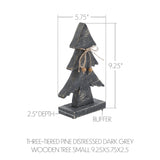 Three-Tiered Pine Distressed Dark Grey Wooden Tree-Lange General Store