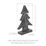 Three-Tiered Pine Distressed Dark Grey Wooden Tree-Lange General Store