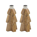 Tree Natural Wooden Taper Candle Holder Set of 2-Lange General Store