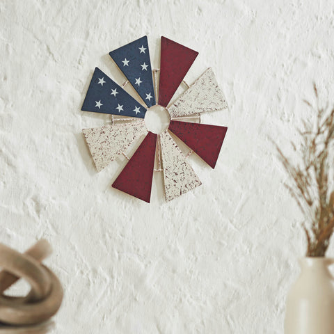 USA Flag Metal Windmill Blades Wall Hanging-Lange General Store