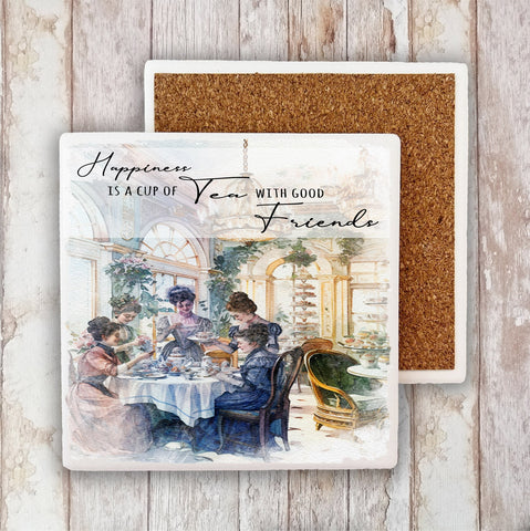 Victorian Happiness Tea with Friends Stone Coaster-Lange General Store