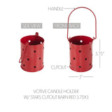 Votive Candle Holder w/Stars Cutout Barn Red-Lange General Store