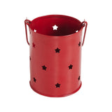 Votive Candle Holder w/Stars Cutout Barn Red-Lange General Store