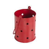 Votive Candle Holder w/Stars Cutout Barn Red-Lange General Store