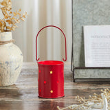 Votive Candle Holder w/Stars Cutout Barn Red-Lange General Store