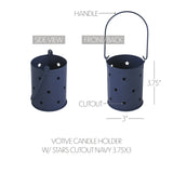 Votive Candle Holder w/Stars Cutout Navy-Lange General Store