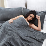 Waffle Weave Dark Gray Blanket-Lange General Store