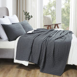 Waffle Weave Dark Gray Blanket-Lange General Store