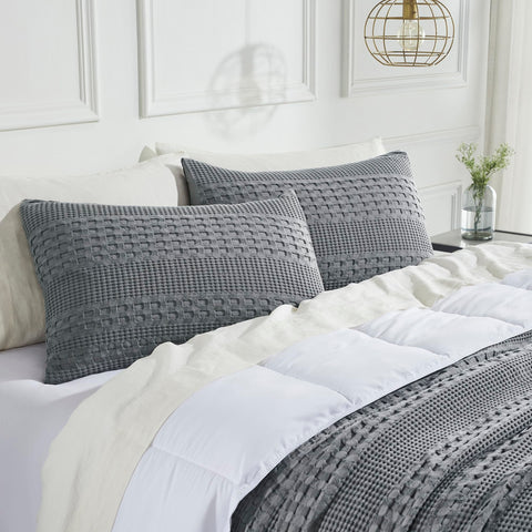 Waffle Weave Dark Gray Sham Set of 2-Lange General Store