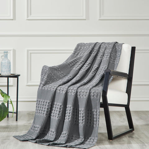 Waffle Weave Dark Gray Throw-Lange General Store