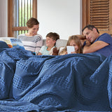 Waffle Weave Navy Blue Blanket-Lange General Store